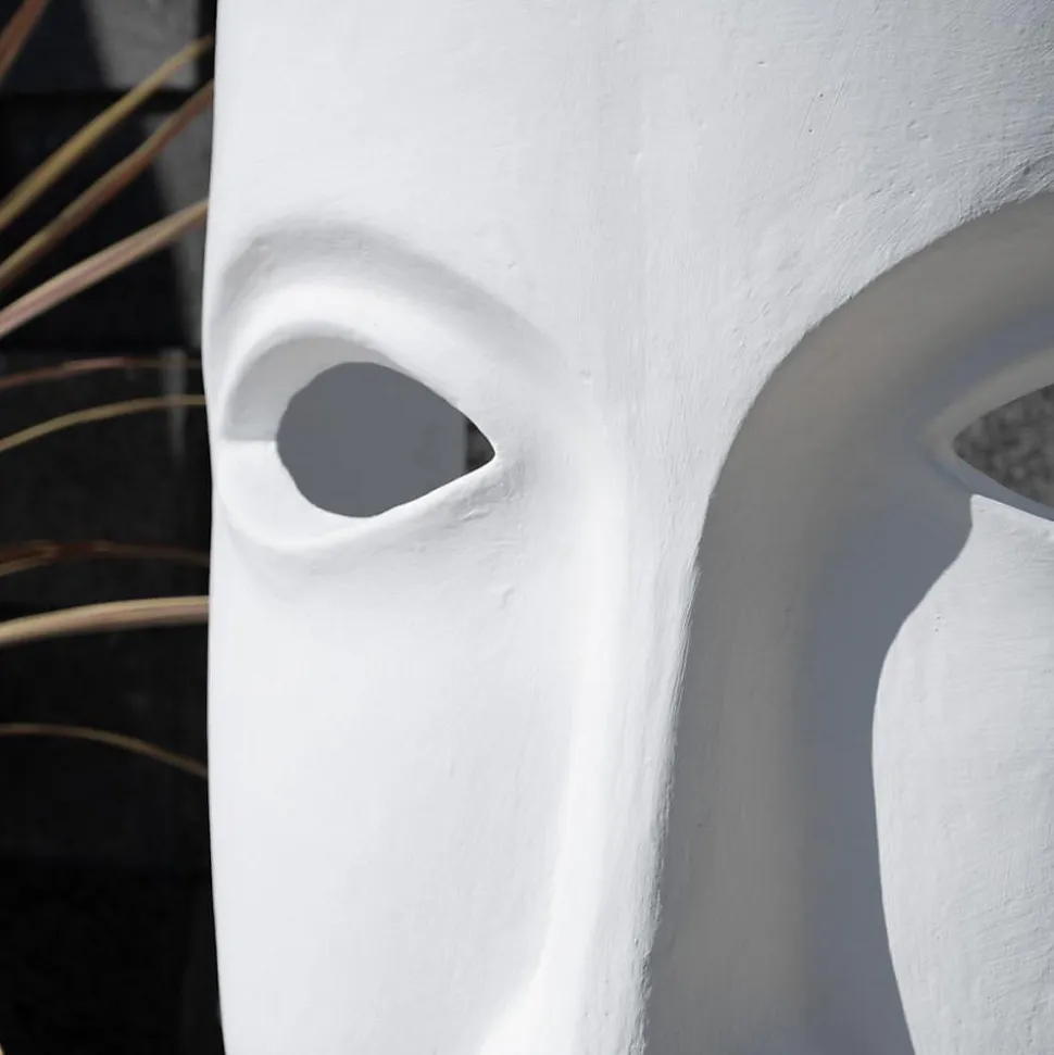 Grande statue de jardin visage design blanc