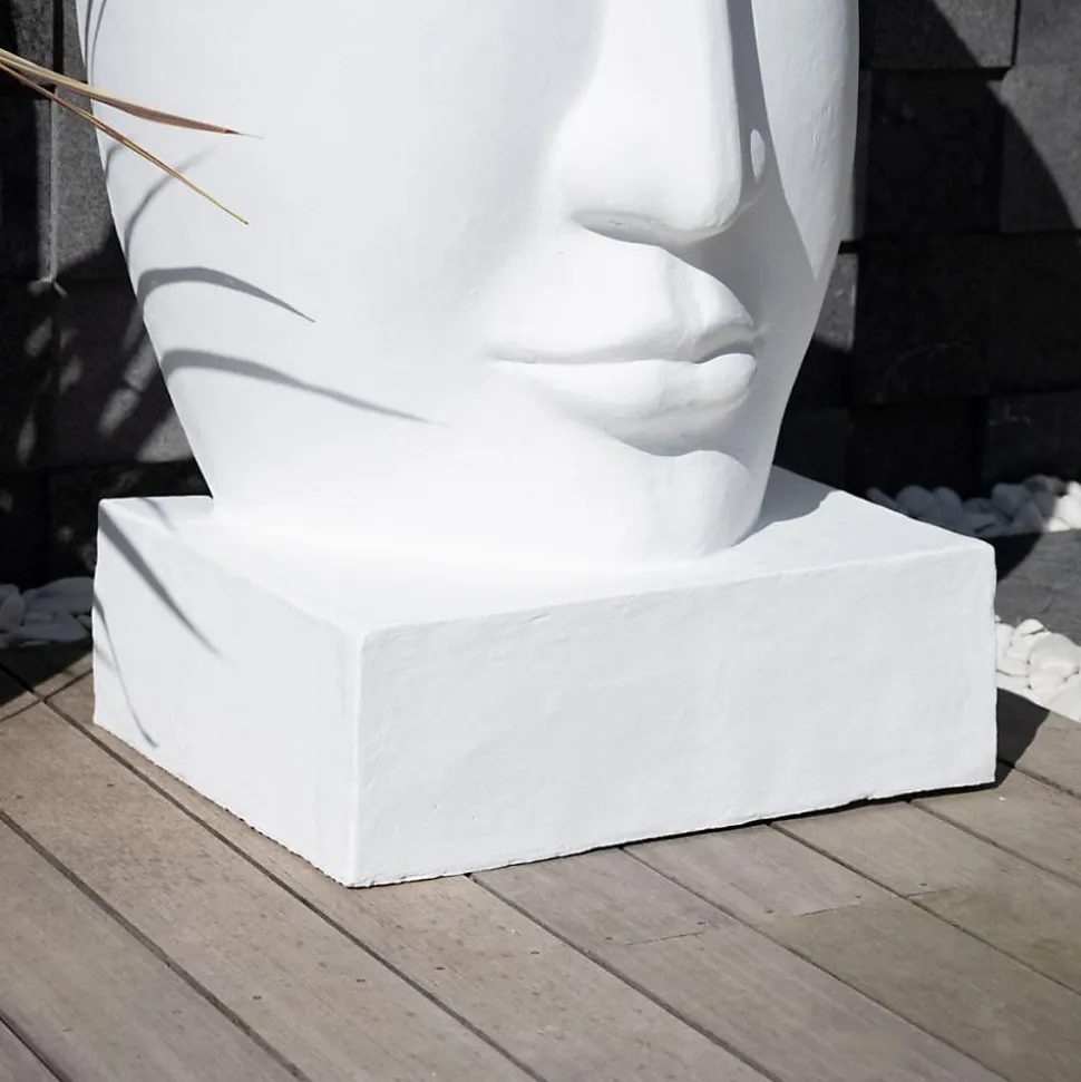Grande statue de jardin visage design blanc