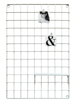 Grille mémo en métal blanc l.60 x H.40 cm Ariane
