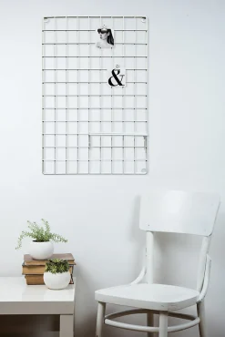 Grille mémo en métal blanc l.60 x H.40 cm Ariane