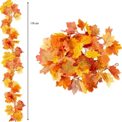 Guirlande décoration HERBST feuilles d'érable artificielles, coloris automne