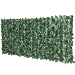 Haie artificielle brise-vue décoration rouleau 2,4L x 1H m feuillage réaliste anti-UV vert