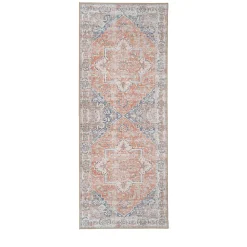 Havana I - Tapis vintage en chenille - Orange et bleu - 80x200cm
