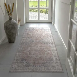 Havana I - Tapis vintage en chenille - Orange et bleu - 80x200cm