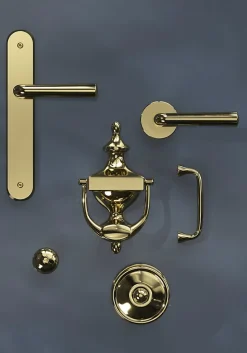 Heurtoir de porte extérieur GoodHome Tudy effet laiton doré H.180 mm x l.97 mm