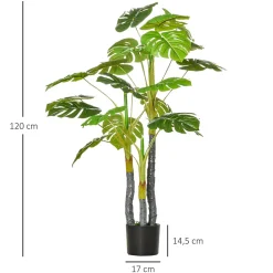 HOMCOM Arbre artificiel plante artificielle monstera H.1,2 m tronc branches lichen feuilles de tortue grand réalisme pot inclus