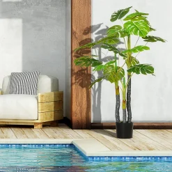 HOMCOM Arbre artificiel plante artificielle monstera H.1,2 m tronc branches lichen feuilles de tortue grand réalisme pot inclus