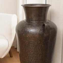 HONORE - Vase alu avec anses L45cm H1m couleur cuivre noir antique