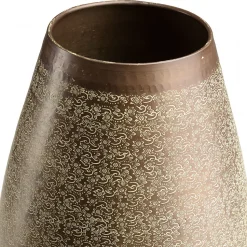 HONORE - Vase alu L40cm H70cm vert vieilli motifs arabesques fleuris