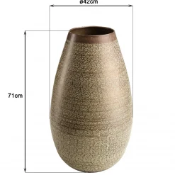 HONORE - Vase alu L40cm H70cm vert vieilli motifs arabesques fleuris