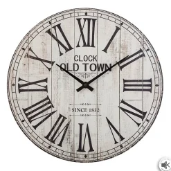 Horloge - bois - D38 cm - Blanc- Atmosphera