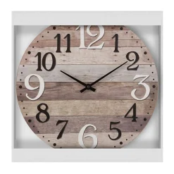 Horloge - bois - D38 cm - Blanc- Atmosphera