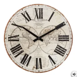 Horloge - bois - D28 cm - Blanc- Atmosphera