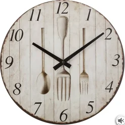 Horloge - bois - D28 cm - Blanc- Atmosphera