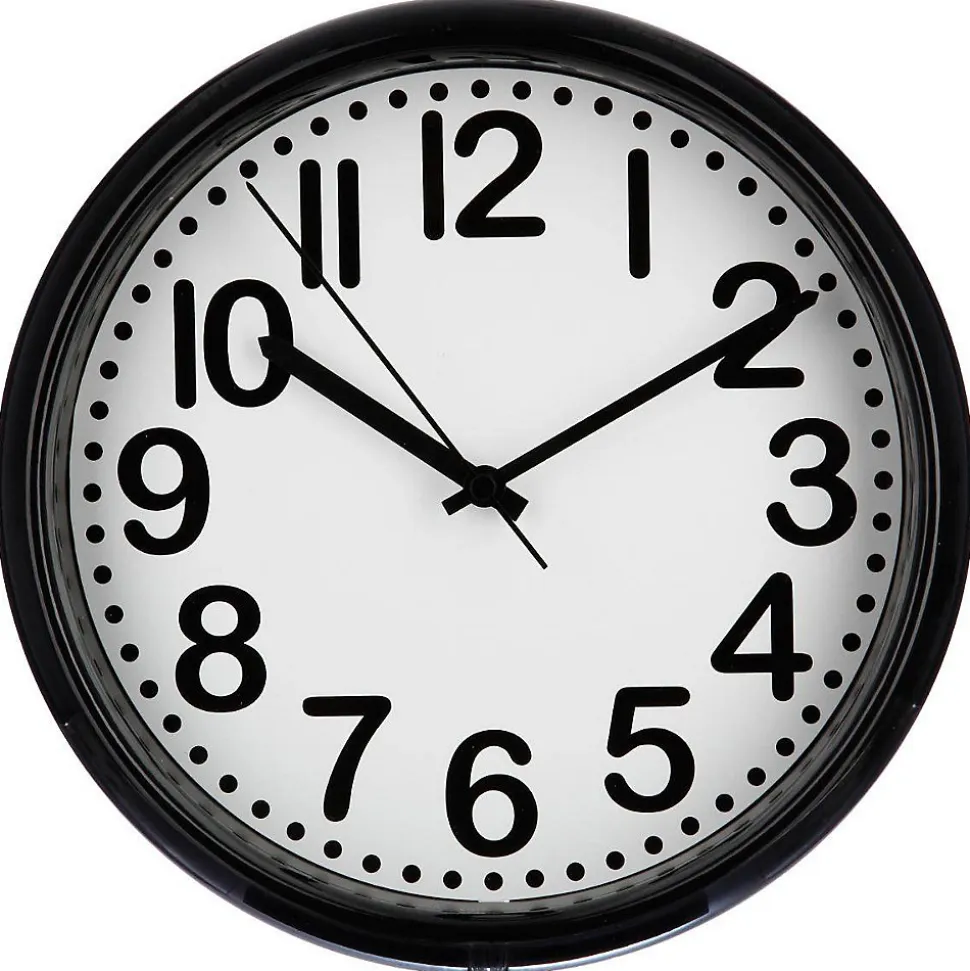 Horloge bord arrondi - D22 cm - Noir- Atmosphera