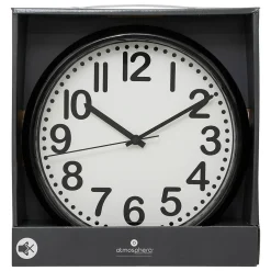 Horloge bord arrondi - D22 cm - Noir- Atmosphera