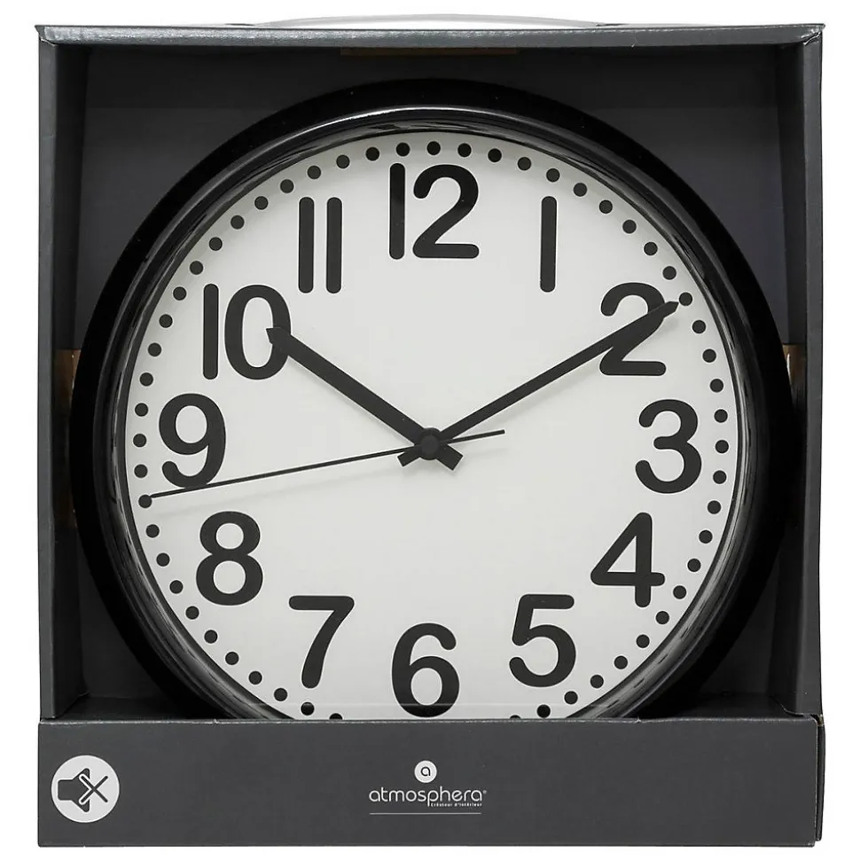 Horloge bord arrondi - D22 cm - Noir- Atmosphera