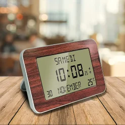 Horloge Digitale FISHTEC Wood Lamp Silver