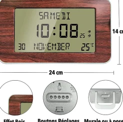 Horloge Digitale FISHTEC Wood Lamp Silver