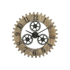 Horloge en bois et métal Ingranaggio 60x4 cm