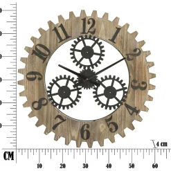 Horloge en bois et métal Ingranaggio 60x4 cm