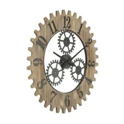 Horloge en bois et métal Ingranaggio 60x4 cm