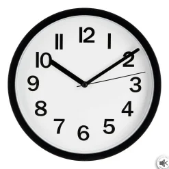 Horloge en plastique - D22 cm - Noir- Atmosphera