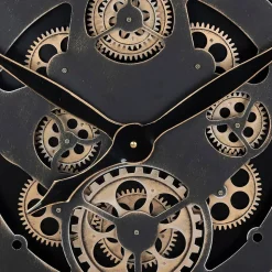 Horloge mécanique bois D80cm - Atmosphera