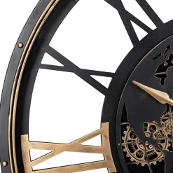 Horloge mécanique Clark métal noir D110cm - Atmosphera