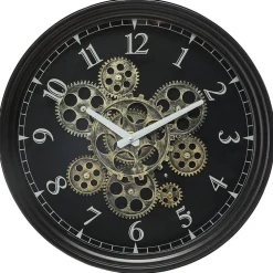 Horloge mécanique noire - métal D37 cm - Atmosphera
