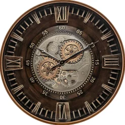 Horloge mécanique Yoni métal marron D59cm - Atmosphera