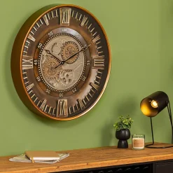 Horloge mécanique Yoni métal marron D59cm - Atmosphera