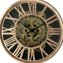 Horloge murale avec mécanisme apparent doré Ø25cm