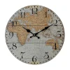 Horloge Murale avev Carte Du Monde Mdf Brun Gris Style Rétro pour Cuisine