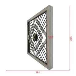 Horloge Murale Carrée en Métal Mdf Noir Brun Style Moderne