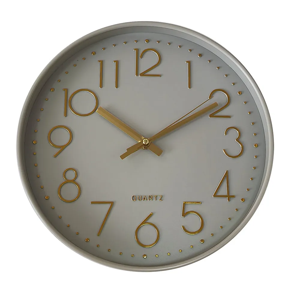 Horloge murale color block gris et or ⌀30,5cm Emdedesign