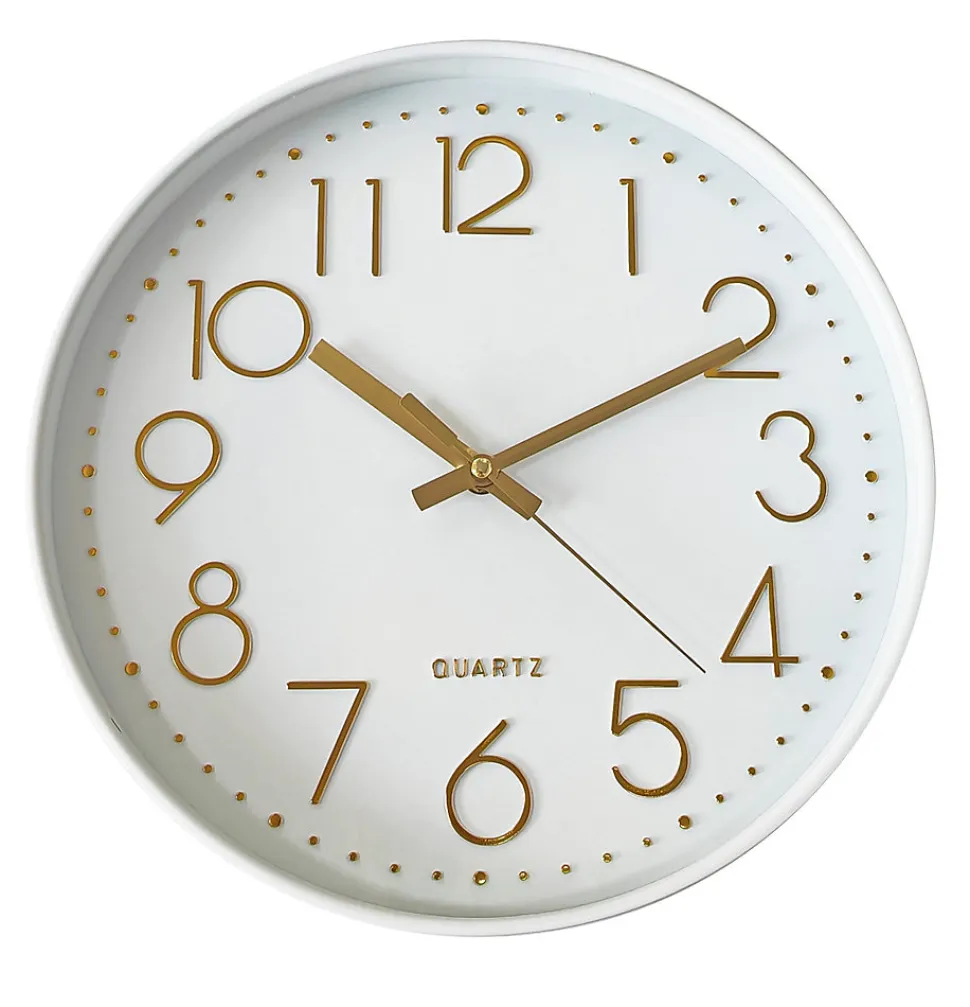 Horloge murale color block blanc et or ⌀30,5cm Emdedesign