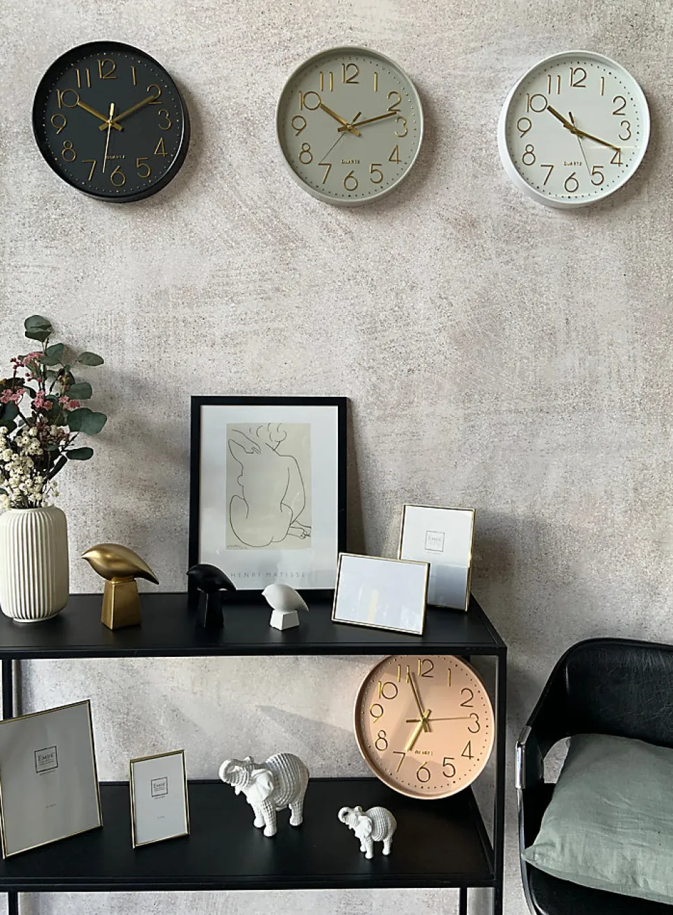 Horloge murale color block blanc et or ⌀30,5cm Emdedesign