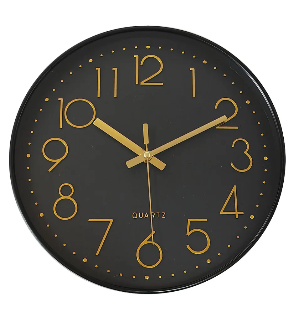 Horloge murale color block noir et or ⌀30,5cm Emdedesign