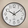 Horloge murale de 30 cm pour salon, chambre, bureau, cafétéria, salle à manger, style rétro européen (noir)