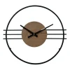 Horloge Murale Design Moderne Mdf Métal Noir Brun 50 cm