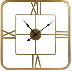 Horloge murale dorée carrée 48 x 48 cm