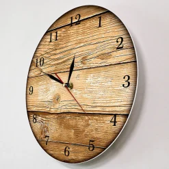 Horloge murale, en bois, silencieuse sans tic-tac, diamètre 33 cm, design, pour salon, chambre et cuisine