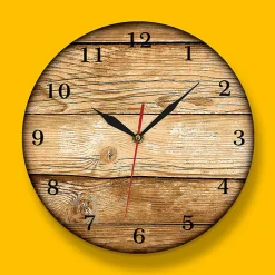 Horloge murale, en bois, silencieuse sans tic-tac, diamètre 33 cm, design, pour salon, chambre et cuisine