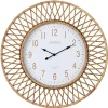 Horloge murale en rotin contreplaqué naturel blanc 61.5x2.5x61.5 cm