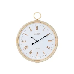 Horloge murale en rotin naturel 55.5x4.5x64 cm