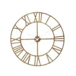 Horloge murale en rotin naturel 70x70x4 cm