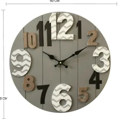 Horloge Murale Horloges Mdf Bois Moderne Gris 40x40x4,5