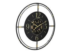Horloge murale industrielle en métal - D. 70 cm - Noir et doré - SEDONA