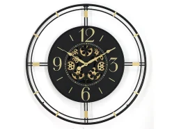 Horloge murale industrielle en métal - D. 70 cm - Noir et doré - SEDONA